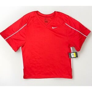 Nike‎ Lacrosse Jersey Mens Small Red White V-neck Face Off Dri Fit 707063-658